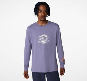 Purple Men's Converse Desert Graphic Long Sleeve T Shirts | CIW-590681
