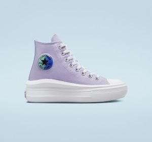 Purple / Royal Kids' Converse Chuck Taylor All Star Move Gel Patch Platform Shoes | FCT-630819