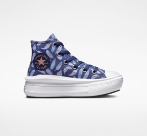 Purple / Royal Kids' Converse Chuck Taylor All Star Move Feathers Platform Shoes | GNV-628345