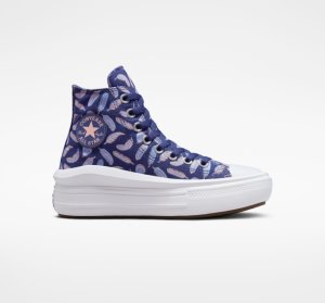 Purple / Royal Kids' Converse Chuck Taylor All Star Move Feathers Platform Shoes | WIK-617039