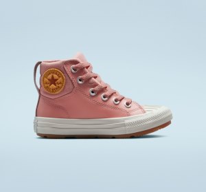 Red Pink / Red Pink Kids' Converse Leather Chuck Taylor All Star Berkshire Boots | GYA-783964