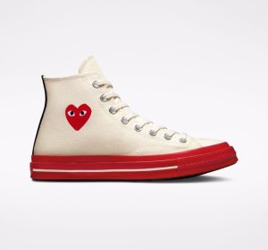 Red Women's Converse Comme des PLAY Chuck 70 High Tops | JTX-419872