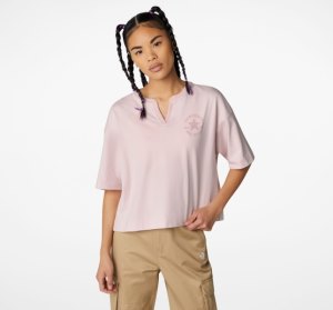 Rose Women's Converse Cropped Chuck Taylor Patch T Shirts | SRI-816740