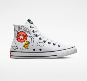 White / Black / Red Women's Converse Peanuts Chuck Taylor All Star Canvas Shoes | DOQ-428670