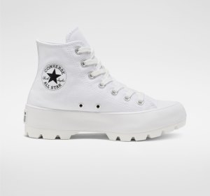 White / Black / White Women's Converse Chuck Taylor All Star Lugged Canvas Shoes | KQT-127863