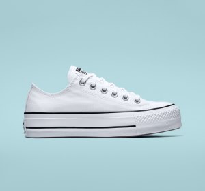 White / Black / White Women's Converse Chuck Taylor All Star Lift Low Tops | MJE-753098