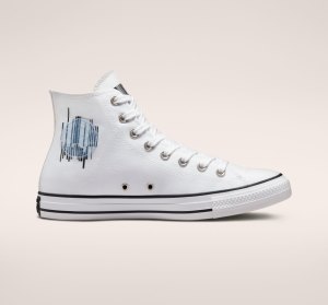 White / Black / White Women's Converse Chuck Taylor All Star Translucent Barcode Canvas Shoes | XTB-627813