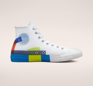 White / Blue / White Women's Converse Chuck Taylor All Star Space Racer Canvas Shoes | DXZ-895136