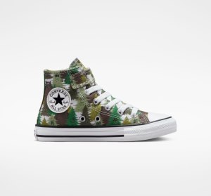 White / Green / Green Kids' Converse Chuck Taylor All Star Easy-On Forest Camo Canvas Shoes | APO-293451