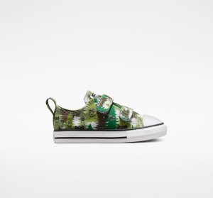 White / Green / Green Kids' Converse Chuck Taylor All Star Easy-On Forest Camo Canvas Shoes | ZHG-431580