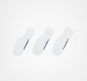 White Men's Converse 3-Pack Wordmark Ultra-Low Liner Socks | HOW-574392