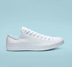 White Men's Converse Chuck Taylor All Star Leather Canvas Shoes | ZBO-953620