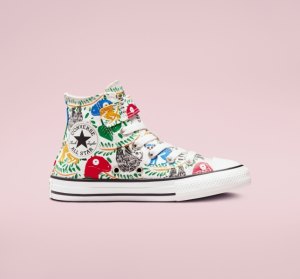 White / Multicolor / Black Kids' Converse Chuck Taylor All Star Easy-On Multicolored Animals Canvas Shoes | YLB-396071