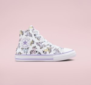White / Purple Kids' Converse Chuck Taylor All Star Unicorns Canvas Shoes | OAM-817029