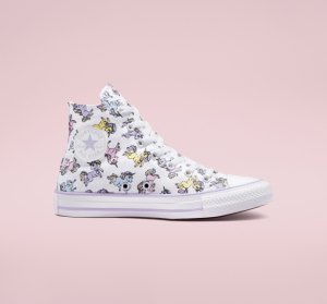 White / Purple Kids' Converse Chuck Taylor All Star Unicorns Canvas Shoes | XKZ-708123