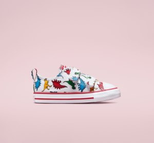 White / Red / Blue Kids' Converse Chuck Taylor All Star Easy-On Dinosaurs Canvas Shoes | COA-536178