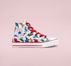 White / Red / Blue Kids' Converse Chuck Taylor All Star Dinosaurs Canvas Shoes | PFL-869430