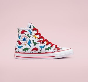 White / Red / Blue Kids' Converse Chuck Taylor All Star Dinosaurs Canvas Shoes | UYR-607218