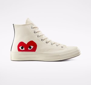 White / Red Women's Converse Comme des PLAY Chuck 70 High Tops | WKD-907253