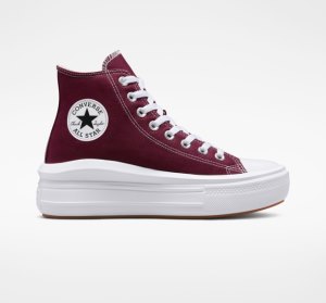 White / White Women's Converse Chuck Taylor All Star Move High Tops | ETM-078329