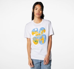 White Women's Converse Artist Short Sleeve T Shirts | LWD-893612