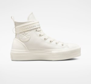 White Women's Converse Chuck Taylor All Star Lift Leather High Tops | CEM-571632