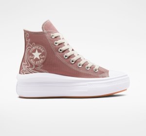 White Women's Converse Chuck Taylor All Star Move Western Embroidery High Tops | NOI-248931