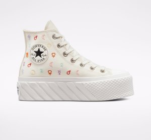 White Women's Converse Chuck Taylor All Star Lift 2X Mystic Symbols High Tops | RIQ-531478