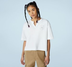 White Women's Converse Cropped Chuck Taylor Patch T Shirts | THN-193564