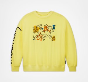 Yellow Men's Converse Keith Haring Shapes Sweatshirts | WGH-068541