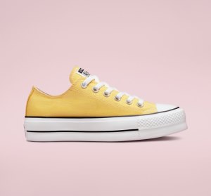 Yellow Women's Converse Chuck Taylor All Star Lift Surplus Platform Low Tops | EGO-789036
